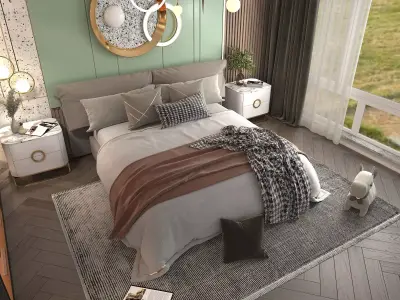 Modern Bedroom Scene 20 3D model