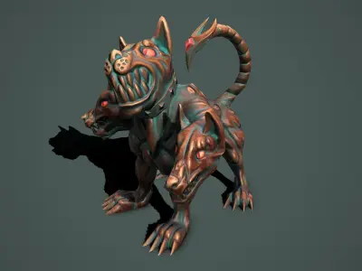 Statue cerberus Low-poly 3D model