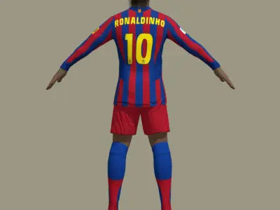 T-Pose Rigged Ronaldinho Barcelona 2005 3D model