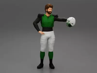 Rugby player holding a helmet in hands 3D print model