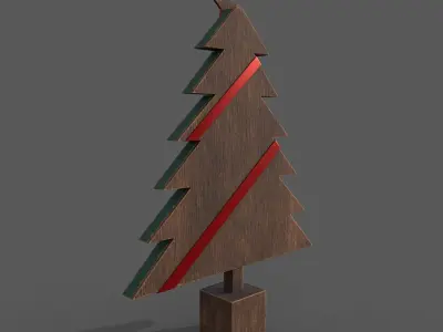 Christmas Tree Decor with bow Low-poly 3D model