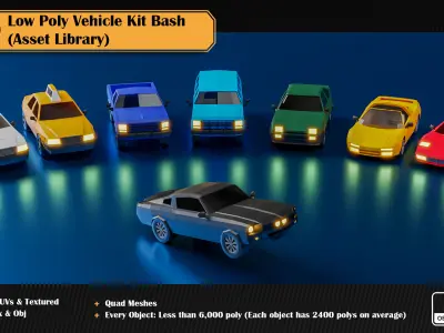 Low Poly Vehicle Asset Library Kitbash Low-poly 3D model
