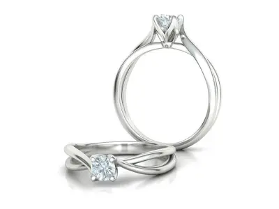 Solitaire Promise Ring Twisted Shank design 3dmodel 3D print model