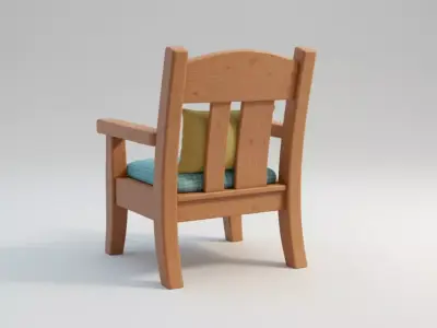 Cartoon Chair Free Low Poly 3D Model Wood Furniture Asset  Free 3D model
