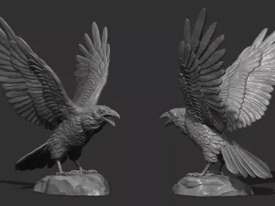 Raven spread its wings 3D print model