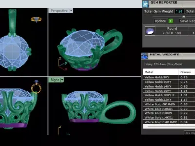 Luxury Solitaire Diamond Pendant CAD Design 3DM STL File 3D print model