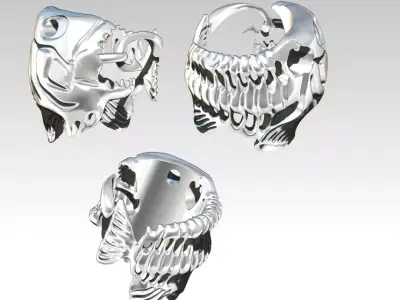 Fish  Piranha Ring 3D print model