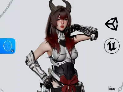 Cosmo Dragon Girl - Game Ready Low-poly 3D model