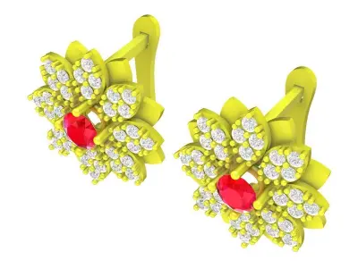 Luxury Floral Cluster Gemstone Earrings for Women 5928 3D print model