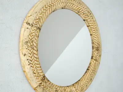 19th Century Ox Cart Wagon Wheel Mirror 3D model