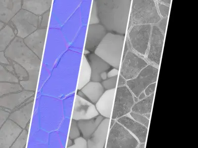 Pavement Materials 106- Concrete Paving -Sbsar Pbr 4k Seamless Texture