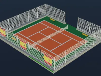 Tennis Court - Spain Low-poly 3D model