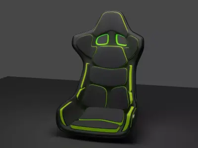 neon green sport bucket seat Low-poly 3D model