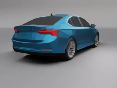 Skoda Octavia 2020 low poly 3D model model Low-poly 3D model