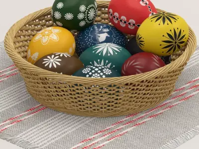 Easter eggs and basket 3D model