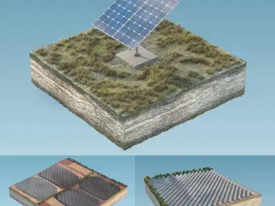 Solar panels in island 3D model