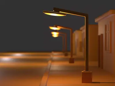 Night Street Lowpoly 3D Model Free low-poly 3D model
