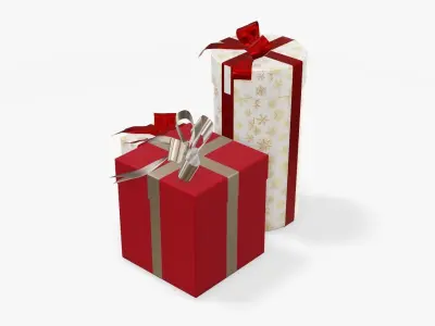 Wrapped Christmas gifts 01 3D model