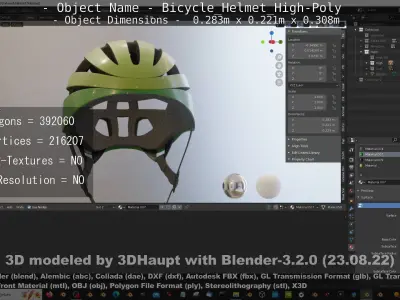 High-Poly Bicycle Helmet  3D model