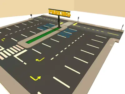 Vehicle Parking Road Low-poly 3D model