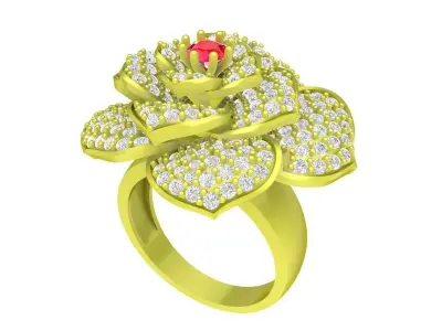 Luxury Flower Diamond Cluster Ring for Women 3D Model 4243 3D print model