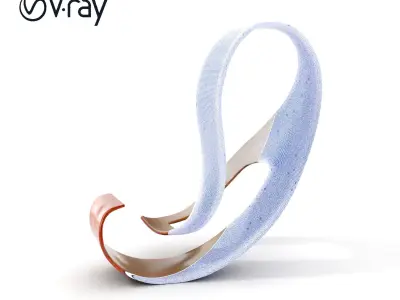 Curved Metal Ribbon Sculpture Model Pack Low-poly 3D model