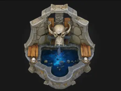 Skull Fountain Sanctuary  Dark Elegance of Forbidden Waters 3D model