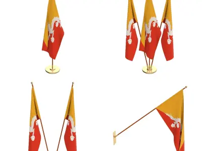 Bhutan Flag Pack 3D model