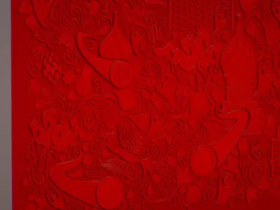 Russian ornament geometric tile decoration red 3D model