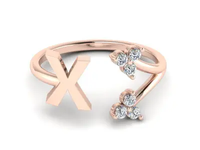 Jewelry Alphabet Ring X with Diamonds  3D print model