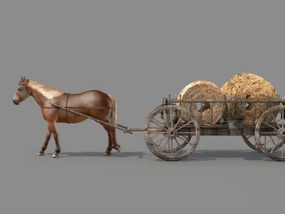 Medieval Wagon Feno 3D model