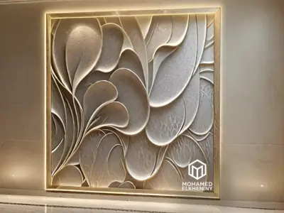 modern panel wall decor set wall relief mural CNC 135 3D model