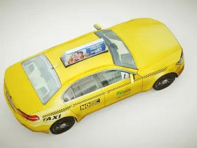 Taxi v2 lowpoly Low-poly 3D model