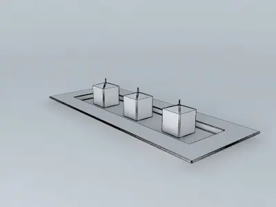 decor three candles on tray Free 3D model