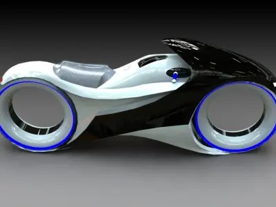 Motorbike futuristic motorcycle with wheels 3D print model