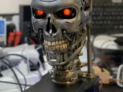 Animatronic T-800 Terminator skull with face tracking 3D print model