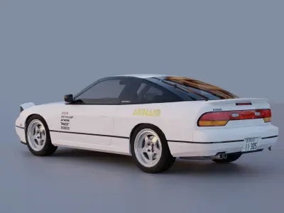 Nissan 180sx Kenji style Low-poly 3D model