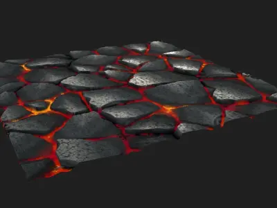 Rocks with Lava Free low-poly 3D model