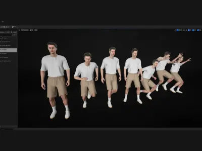 Man in Summer Outfit 14 - Modular - Rigged - Animated Low-poly 3D model