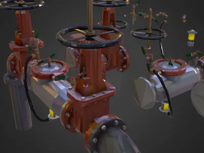 Backflow Water Pipe Constructor Low Poly ART Low-poly 3D model