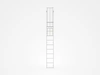 Industrial Ladder With Safety Hoops 3D model