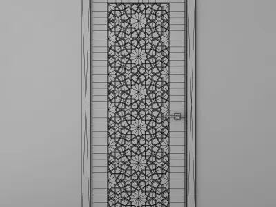 Interior door with carved arabian pattern 3D model