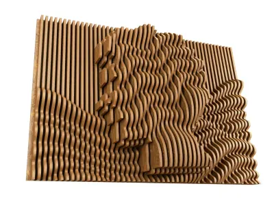 Parametric Wavy Wooden Wall Decor 24 - wood cutting machines  3D model