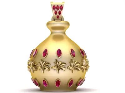 Royal   Pendant with Ruby Stones  3D Printable Jewelry 3D print model