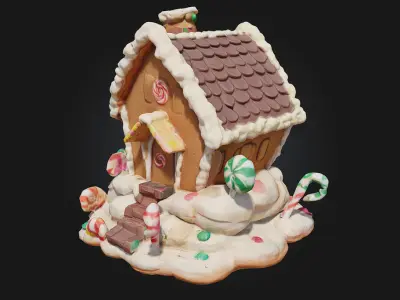 Gingerbread Dreamhouse  A Whimsical World of Sweetness 3D model