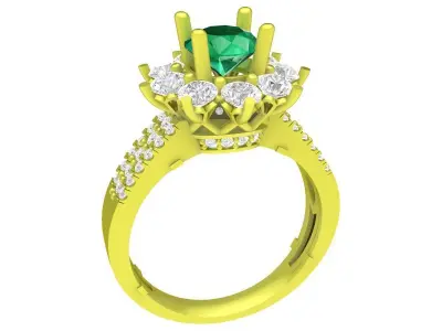 Luxury Floral Cluster Gemstone Women Ring 3D Jewelry Model  4087 3D print model