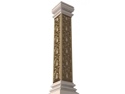 Stair Baluster 02 White Low-poly 3D model