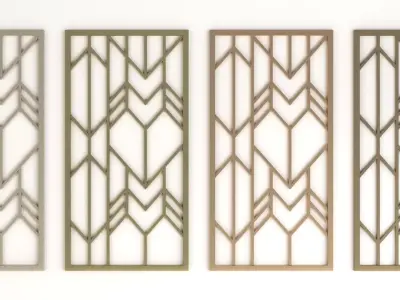 Decorative gold plaster partition screen with geometric pattern 3D model order
