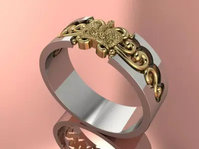 Elegant Crown Ring Jewelry Gold 3D print model