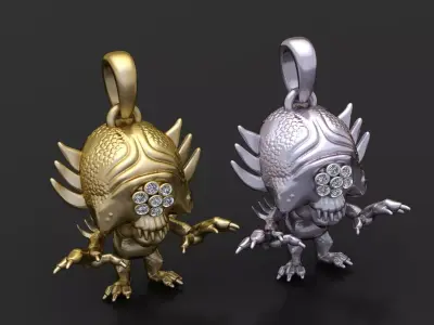 gold creature pendant 3D printable model  3D print model
